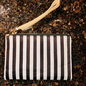 Henri Bendel Black and White Striped Wristlet